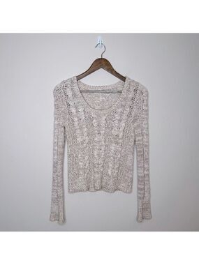 Free People Beige Cable Knit Sweater XS